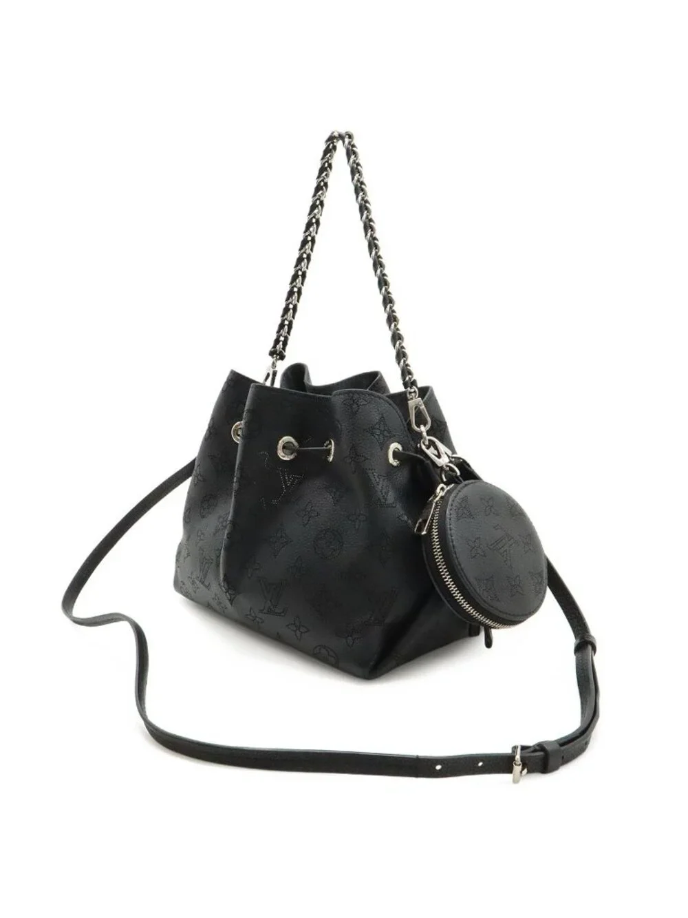 Louis Vuitton Mahina Bella Shoulder Bag 2-Way Chain Drawstring Noir Black Silver